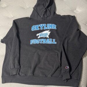 Champion Men's Dark Gray Hoodie - Skyline Football Graphic